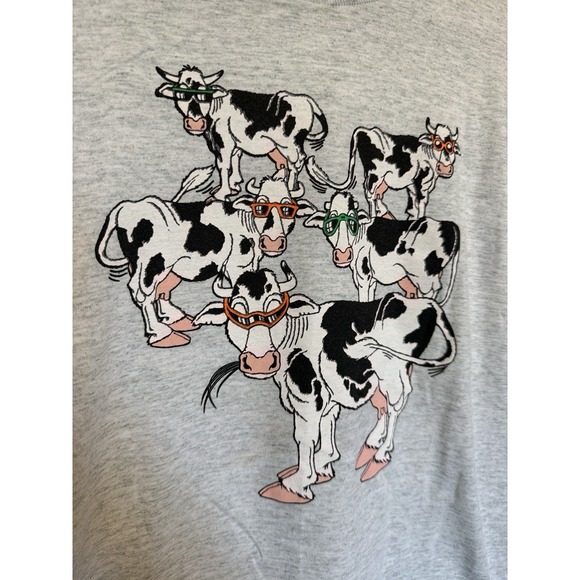 Vintage Single Stitch T Shirt Graphic Medium 90s USA Made Cows With Sunglassess - Picture 3 of 8